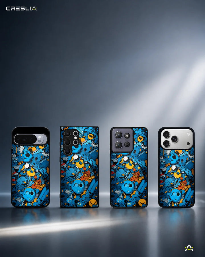 Creslia blue doodle art phone case - blue doodle art phone case mobile banner