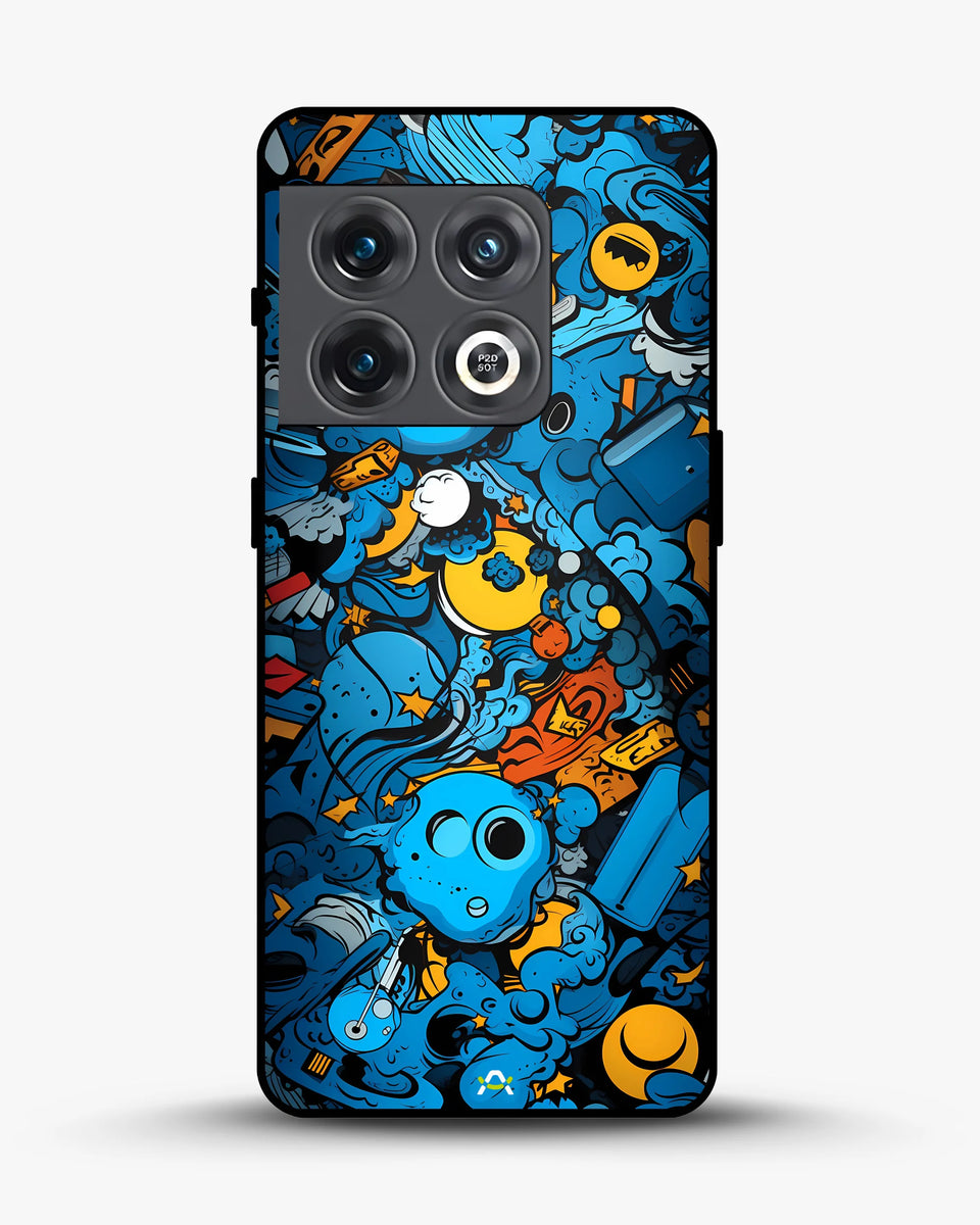 Creslia blue doodle art phone case - blue doodle art phone case oneplus 10 pro