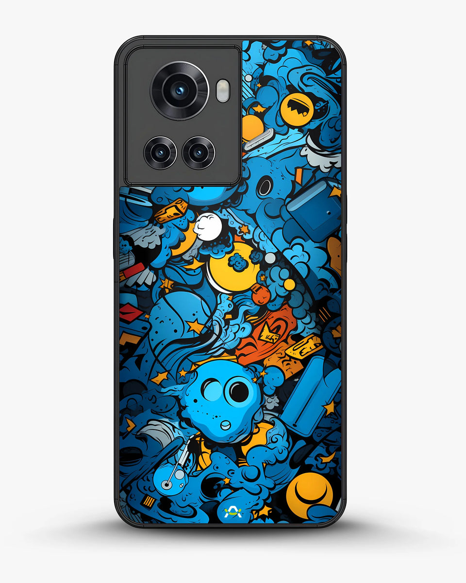 Creslia blue doodle art phone case - blue doodle art phone case oneplus 10r