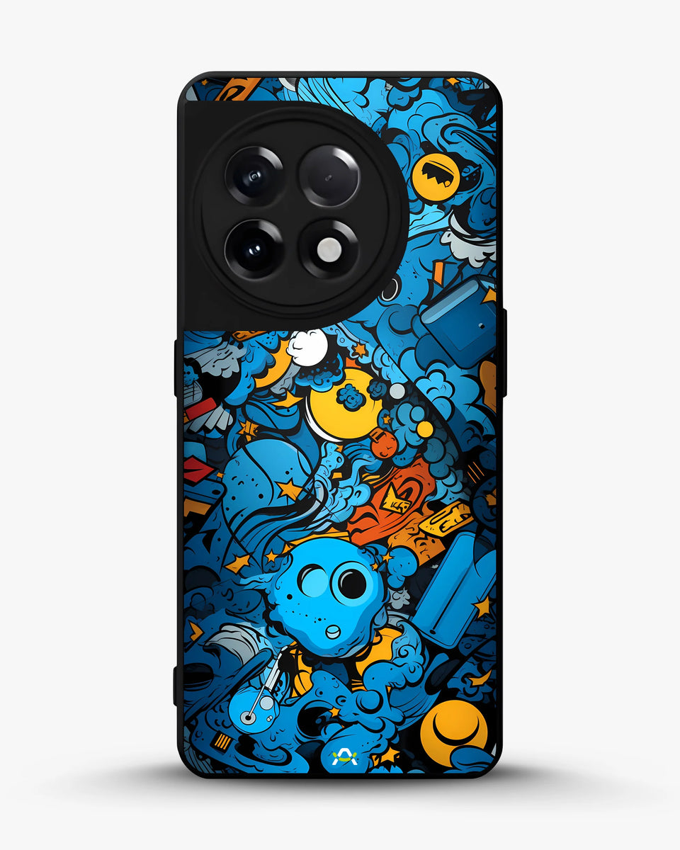 Creslia blue doodle art phone case - blue doodle art phone case oneplus 11r
