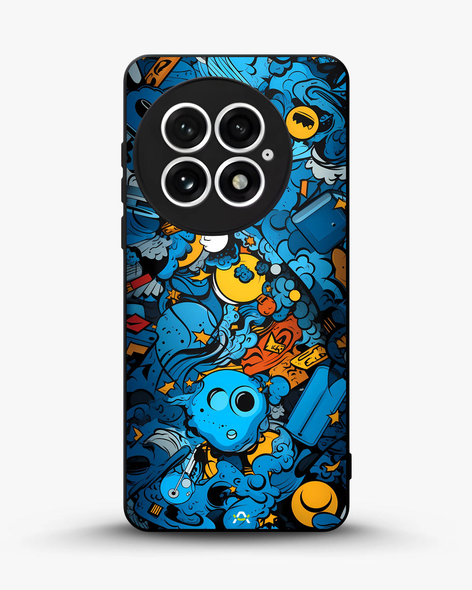 Creslia blue doodle art phone case - blue doodle art phone case oneplus 13