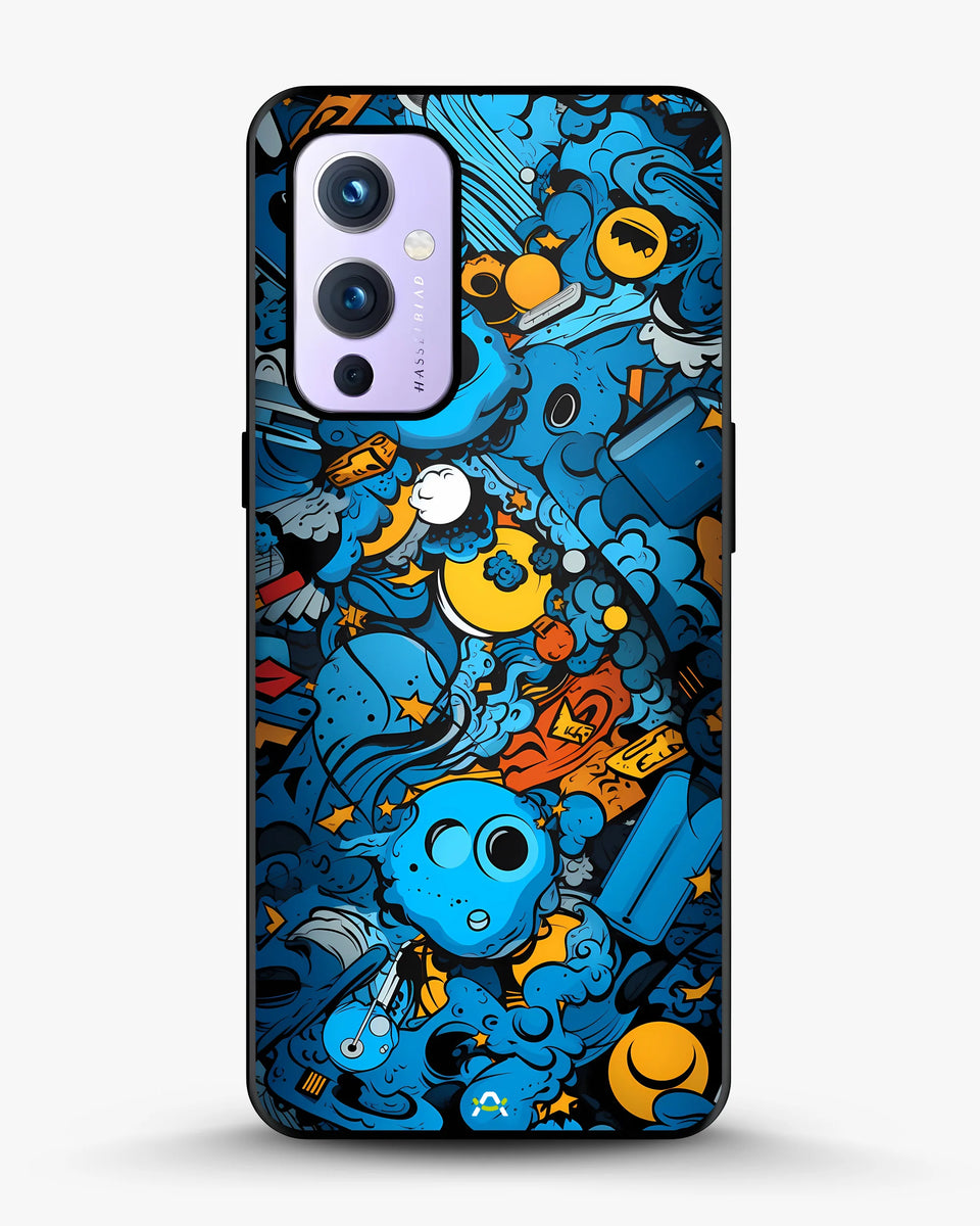 Creslia blue doodle art phone case - blue doodle art phone case oneplus 9