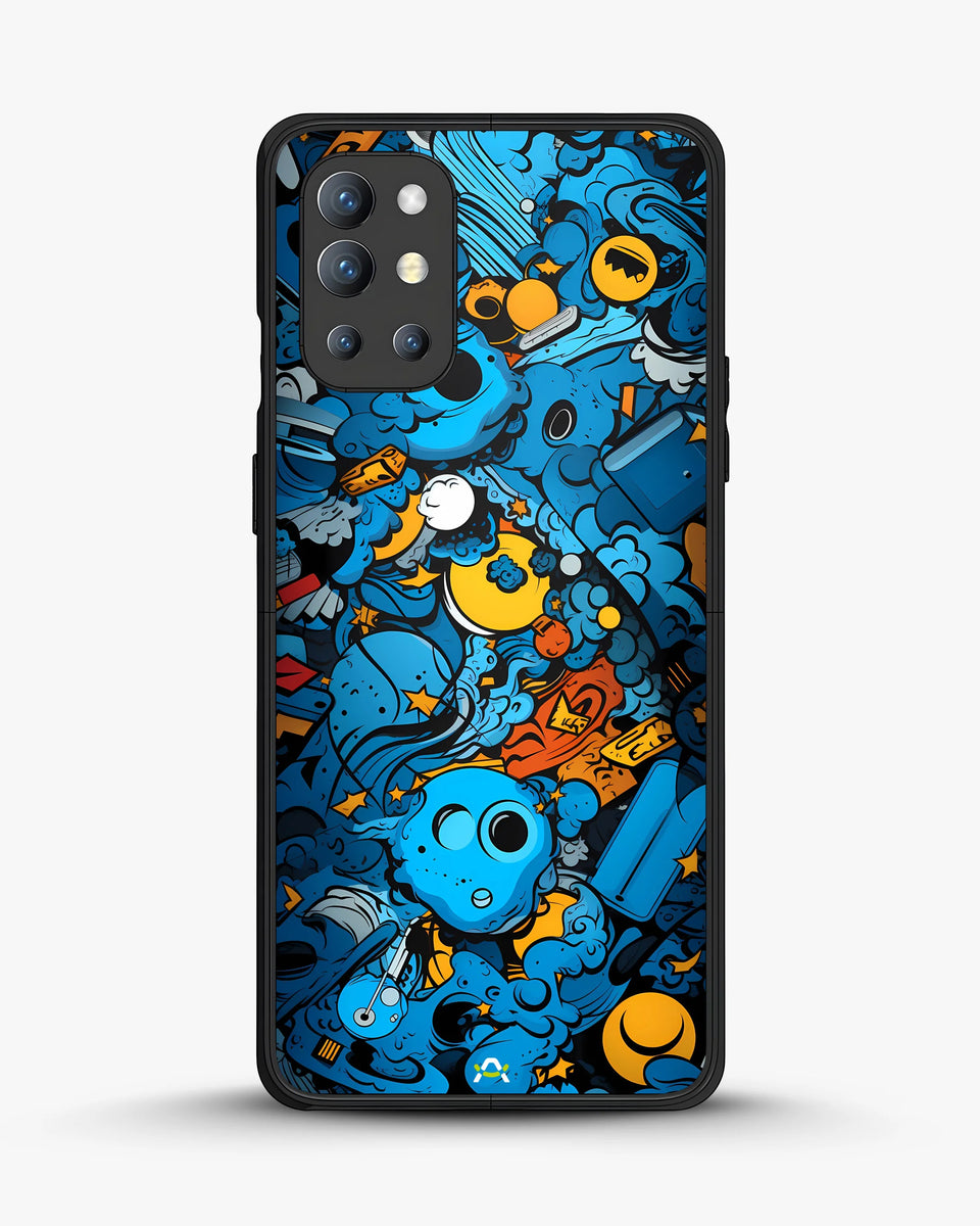 Creslia blue doodle art phone case - blue doodle art phone case oneplus 9r