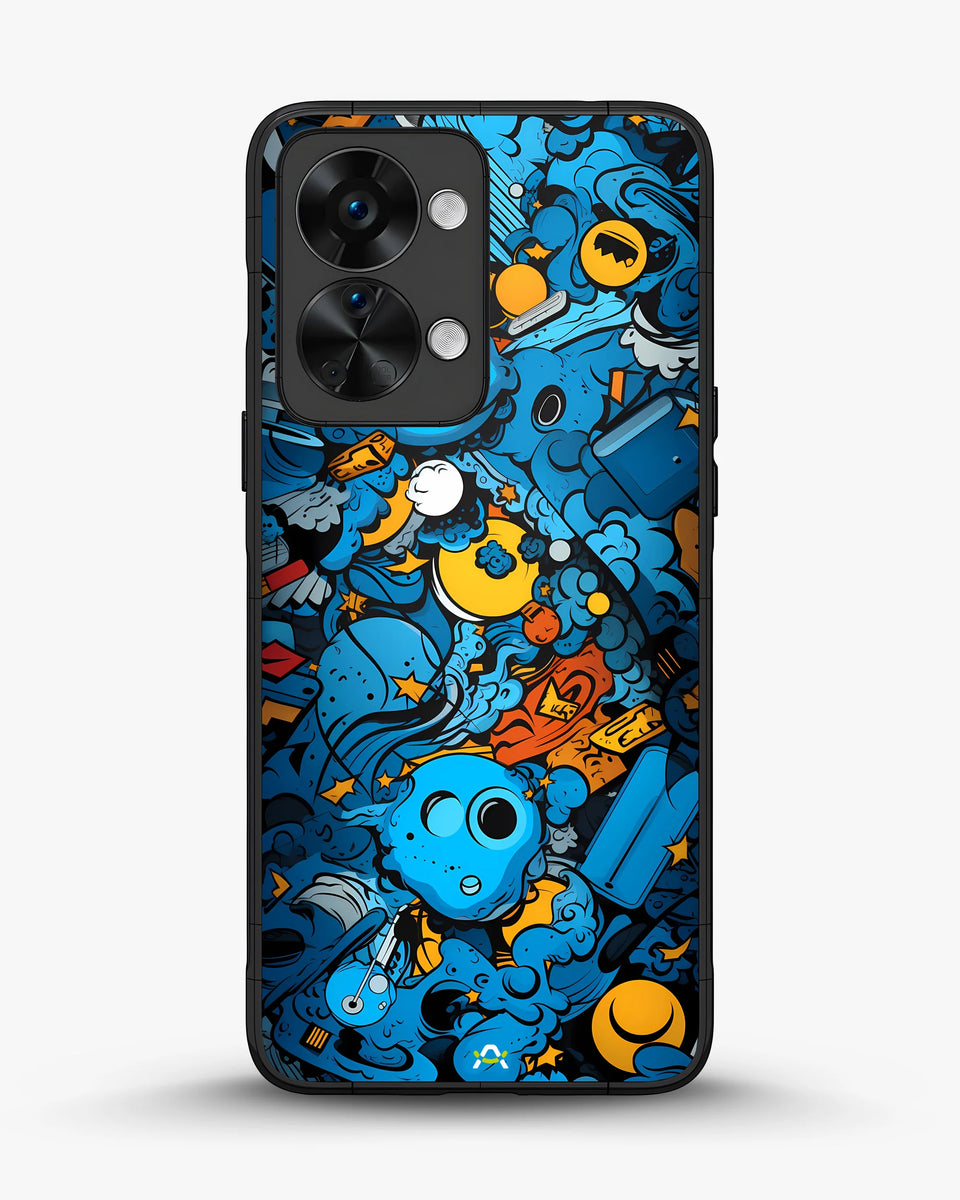 Creslia blue doodle art phone case - blue doodle art phone case oneplus nord 2t