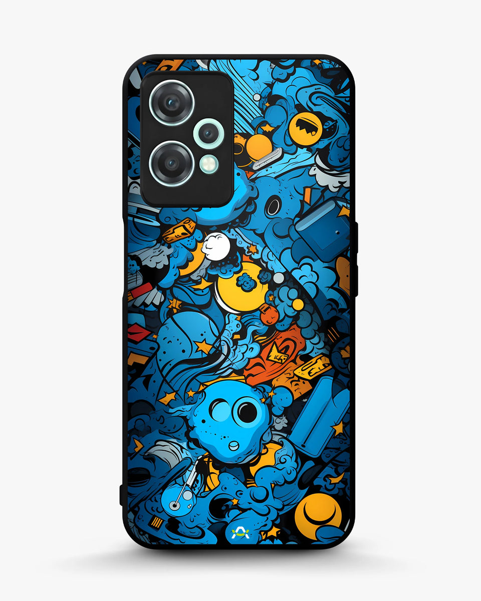 Creslia blue doodle art phone case - blue doodle art phone case oneplus nord ce2 lite