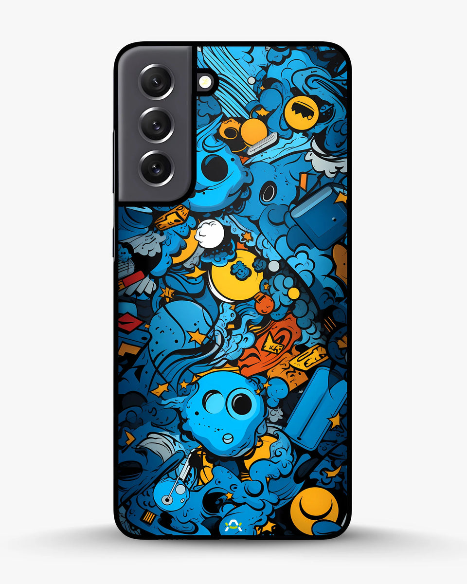 Creslia blue doodle art phone case - blue doodle art phone case samsung galaxy s22