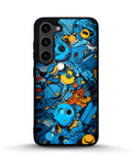 Creslia blue doodle art phone case - blue doodle art phone case samsung galaxy s23 plus