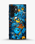 Creslia blue doodle art phone case - blue doodle art phone case samsung galaxy s23 ultra