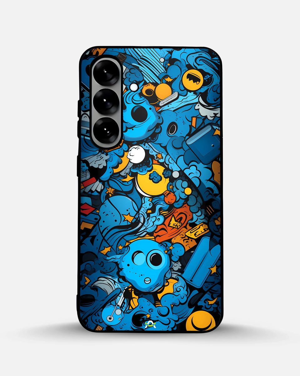Creslia blue doodle art phone case - blue doodle art phone case samsung galaxy s25