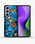 Creslia blue doodle art phone case - blue doodle art phone case samsung galaxy z fold 5