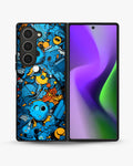 Creslia blue doodle art phone case - blue doodle art phone case samsung galaxy z fold 6