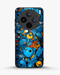 Creslia blue doodle art phone case - blue doodle art phone case vivo x100