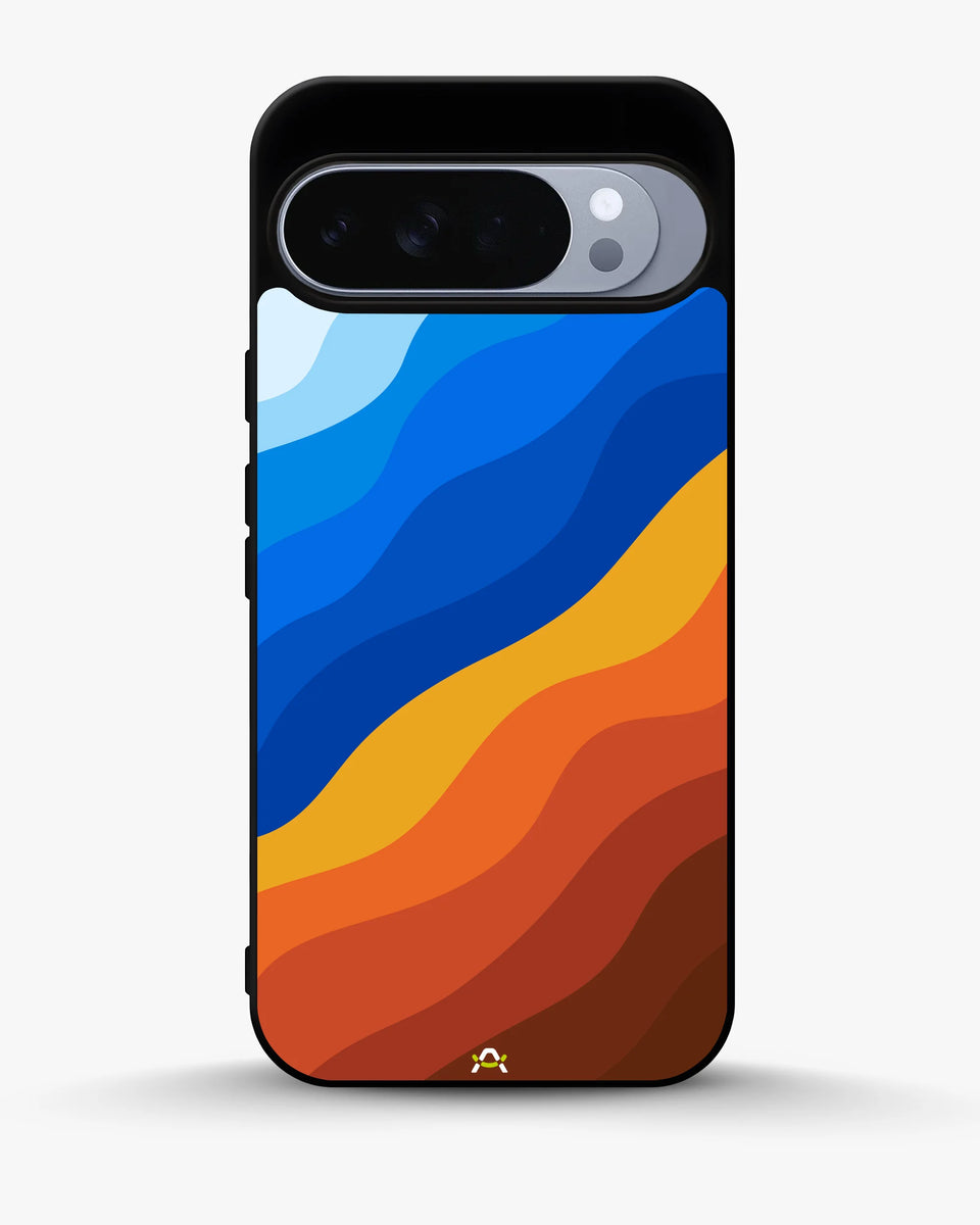 Creslia blue orange wave phone case - blue orange wave phone case google pixel 10 pro xl
