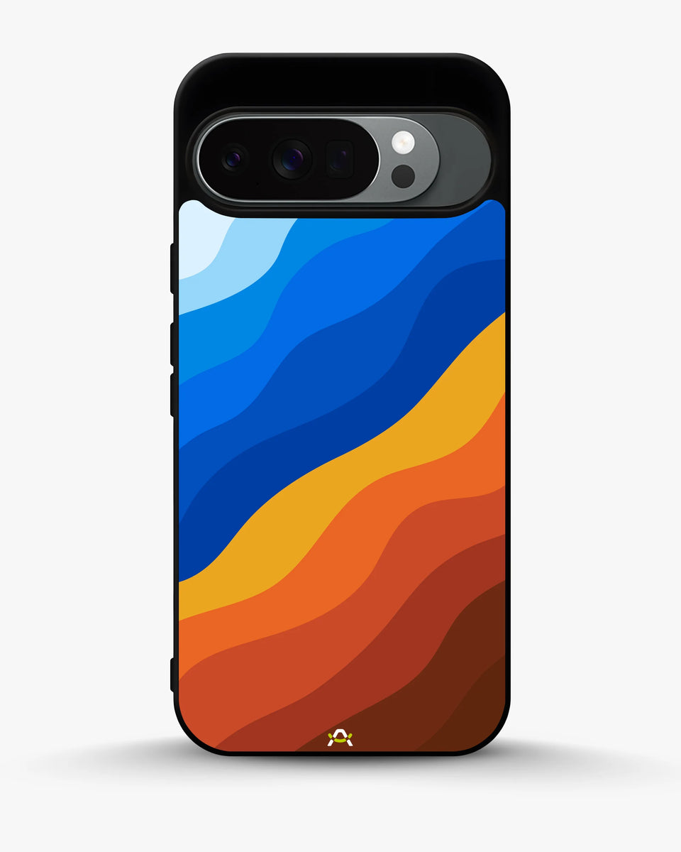 Creslia blue orange wave phone case - blue orange wave phone case google pixel 10 pro