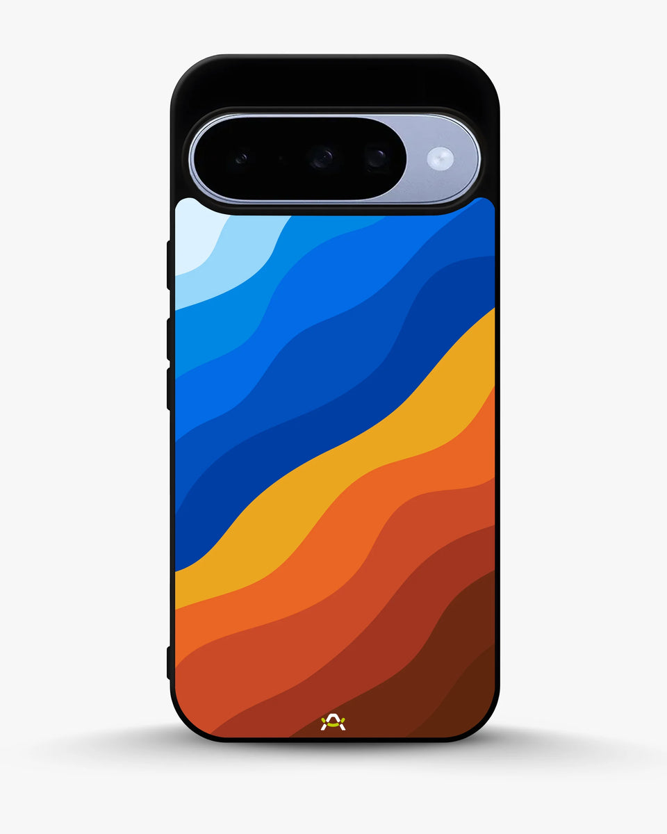 Creslia blue orange wave phone case - blue orange wave phone case google pixel 10