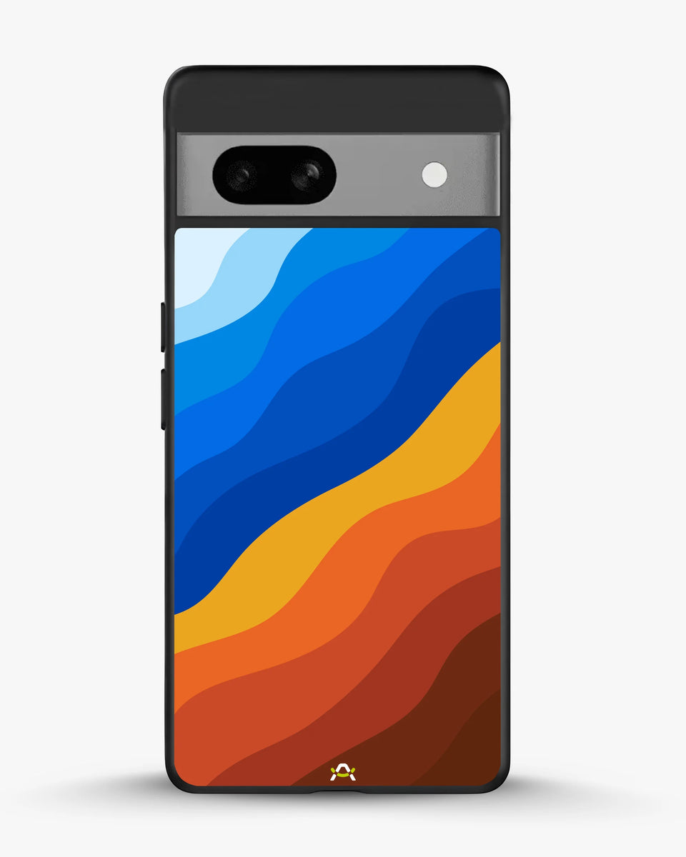 Creslia blue orange wave phone case - blue orange wave phone case google pixel 7a