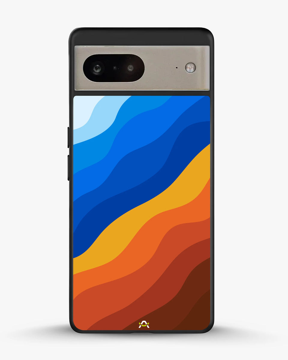 Creslia blue orange wave phone case - blue orange wave phone case google pixel 8