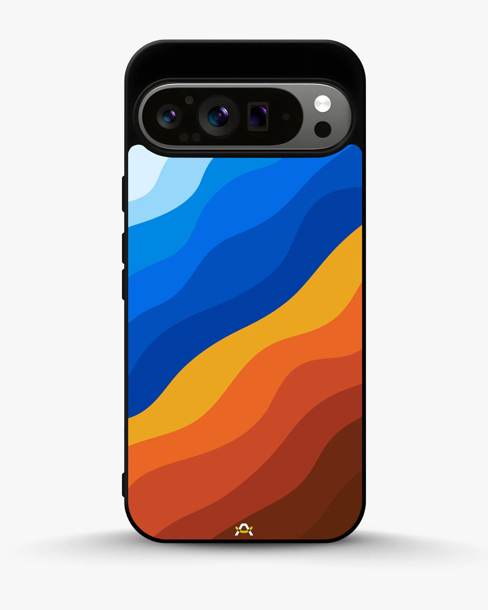 Creslia blue orange wave phone case - blue orange wave phone case google pixel 9 pro xl