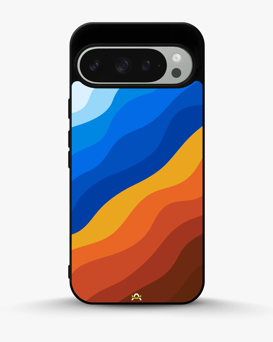 Creslia blue orange wave phone case - blue orange wave phone case google pixel 9 pro