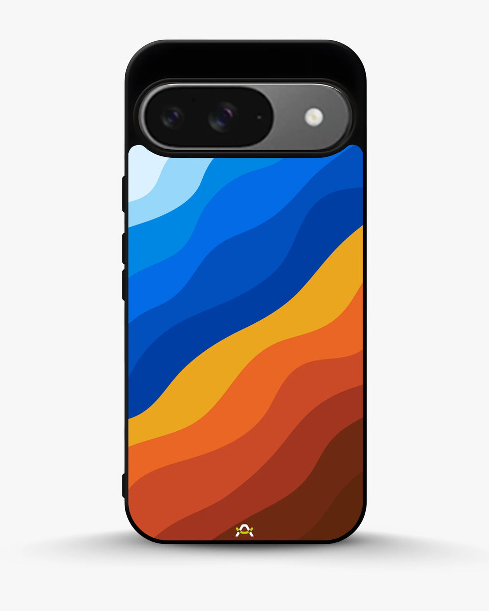 Creslia blue orange wave phone case - blue orange wave phone case google pixel 9