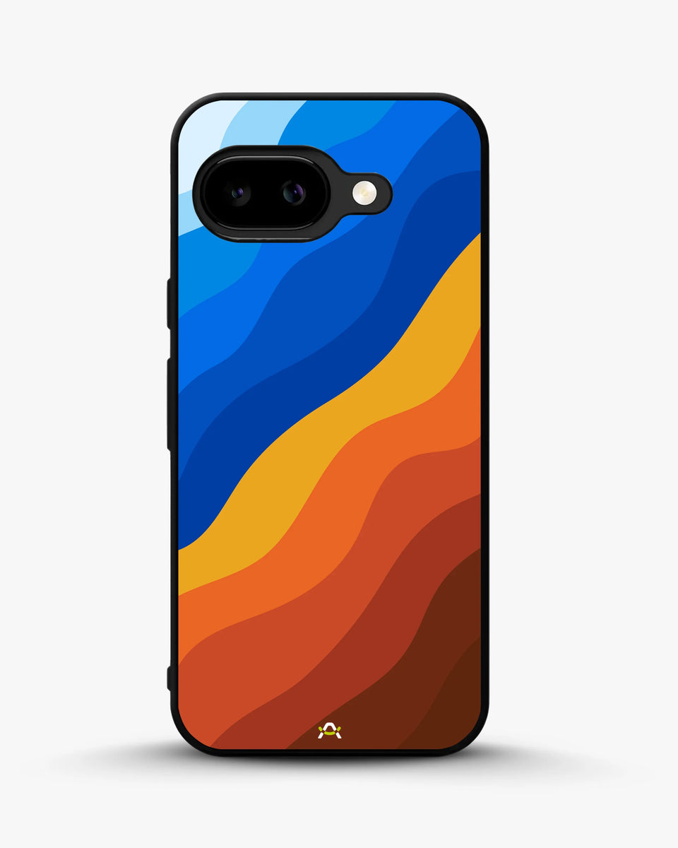 Creslia blue orange wave phone case - blue orange wave phone case google pixel 9a
