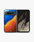 Creslia blue orange wave phone case - blue orange wave phone case google pixel fold
