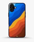 Creslia blue orange wave phone case - blue orange wave phone case iphone 16 plus