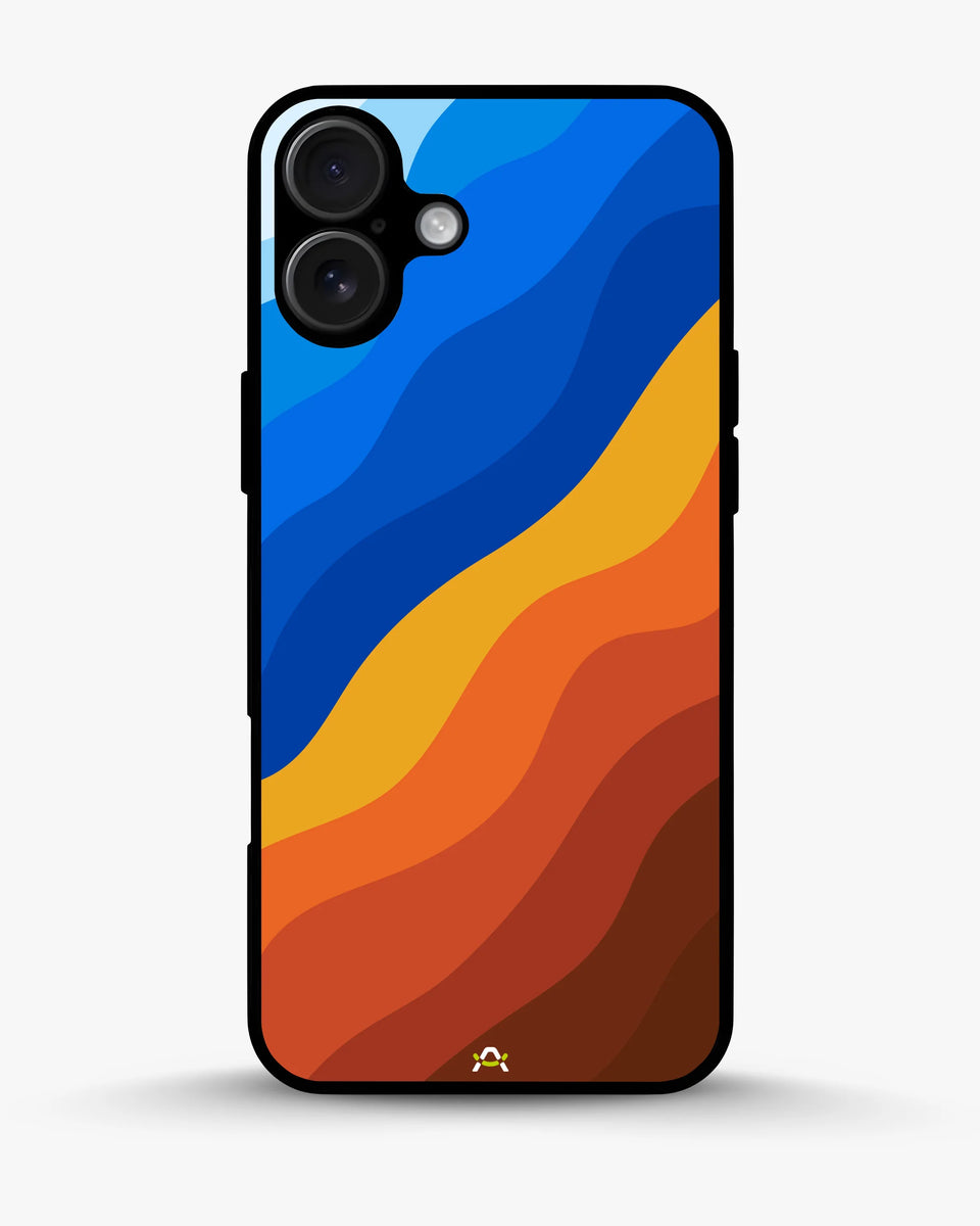 Creslia blue orange wave phone case - blue orange wave phone case iphone 16 plus