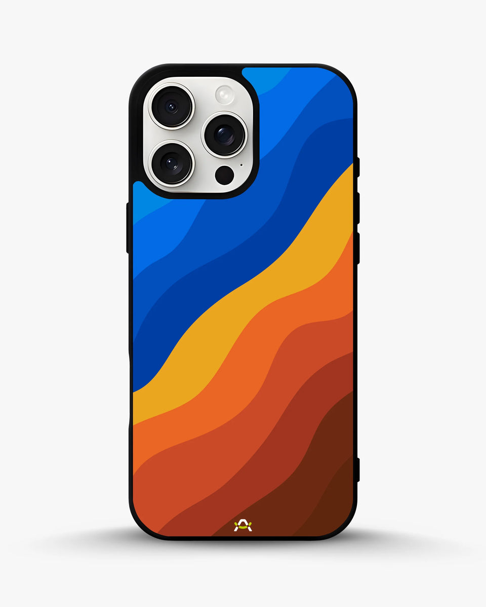 Creslia blue orange wave phone case - blue orange wave phone case iphone 16 pro