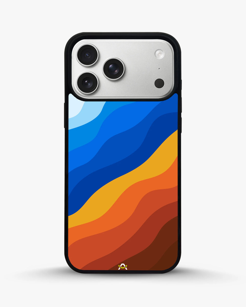 Creslia blue orange wave phone case - blue orange wave phone case iphone 17 pro