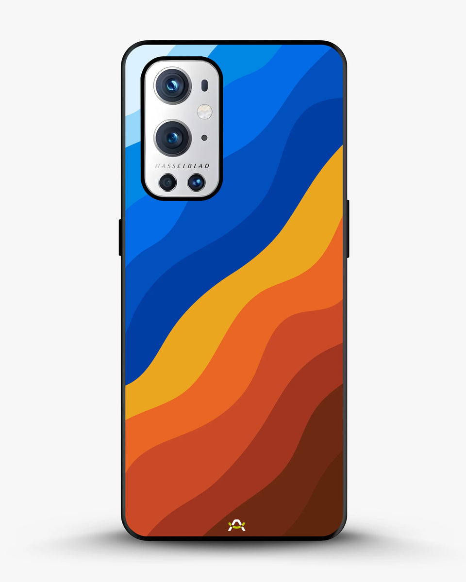Creslia blue orange wave phone case - blue orange wave phone case oneplus 9 pro