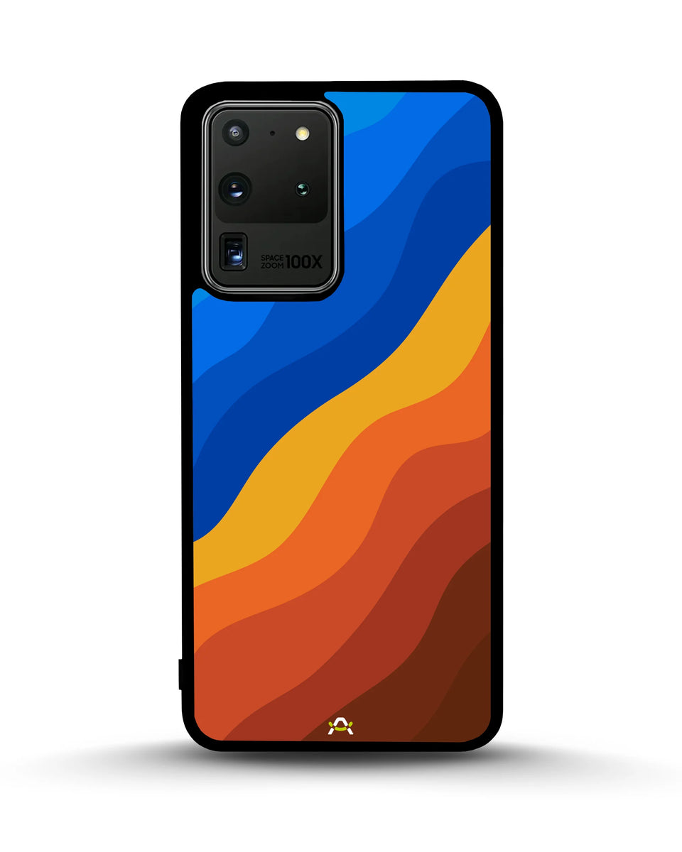 Creslia blue orange wave phone case - blue orange wave phone case samsung galaxy s20 ultra