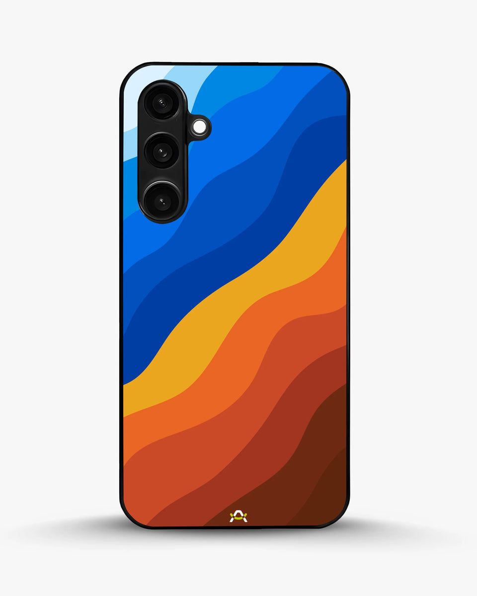 Creslia blue orange wave phone case - blue orange wave phone case samsung galaxy s23 fe