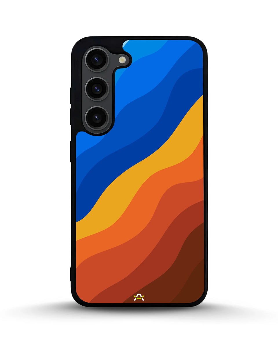 Creslia blue orange wave phone case - blue orange wave phone case samsung galaxy s23 plus