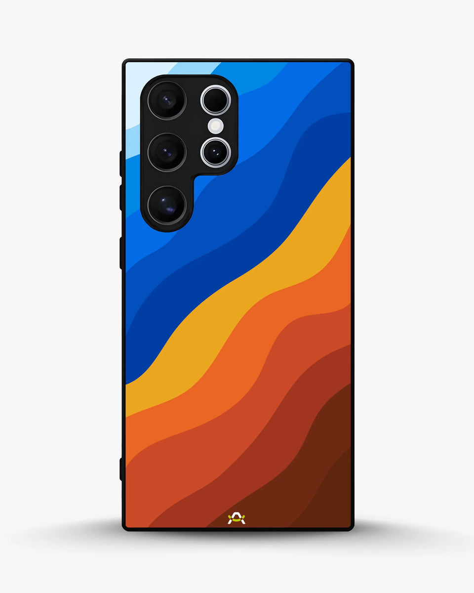 Creslia blue orange wave phone case - blue orange wave phone case samsung galaxy s25 ultra