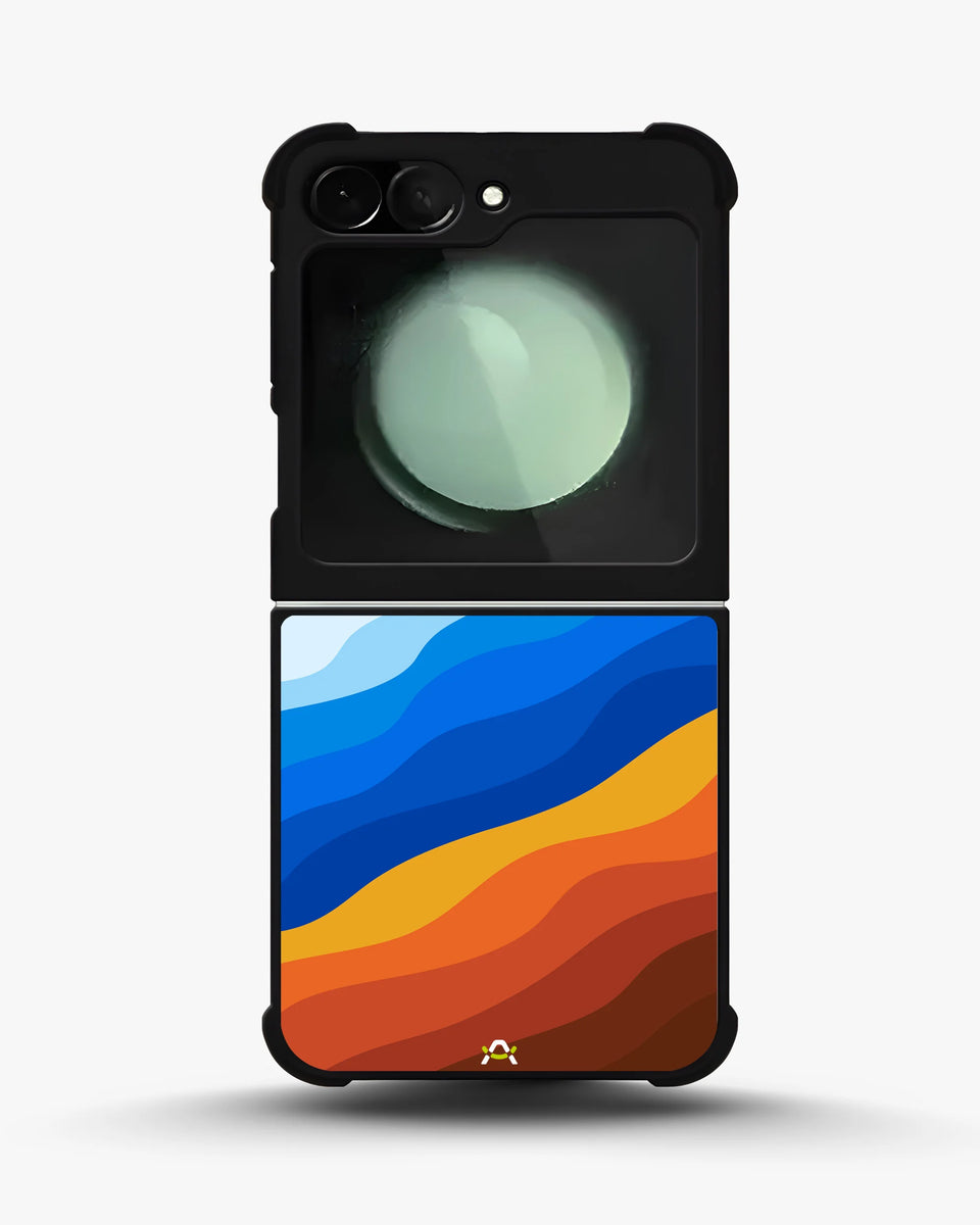 Creslia blue orange wave phone case - blue orange wave phone case samsung galaxy z flip 5