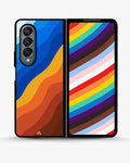 Creslia blue orange wave phone case - blue orange wave phone case samsung galaxy z fold 4