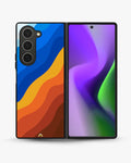 Creslia blue orange wave phone case - blue orange wave phone case samsung galaxy z fold 6
