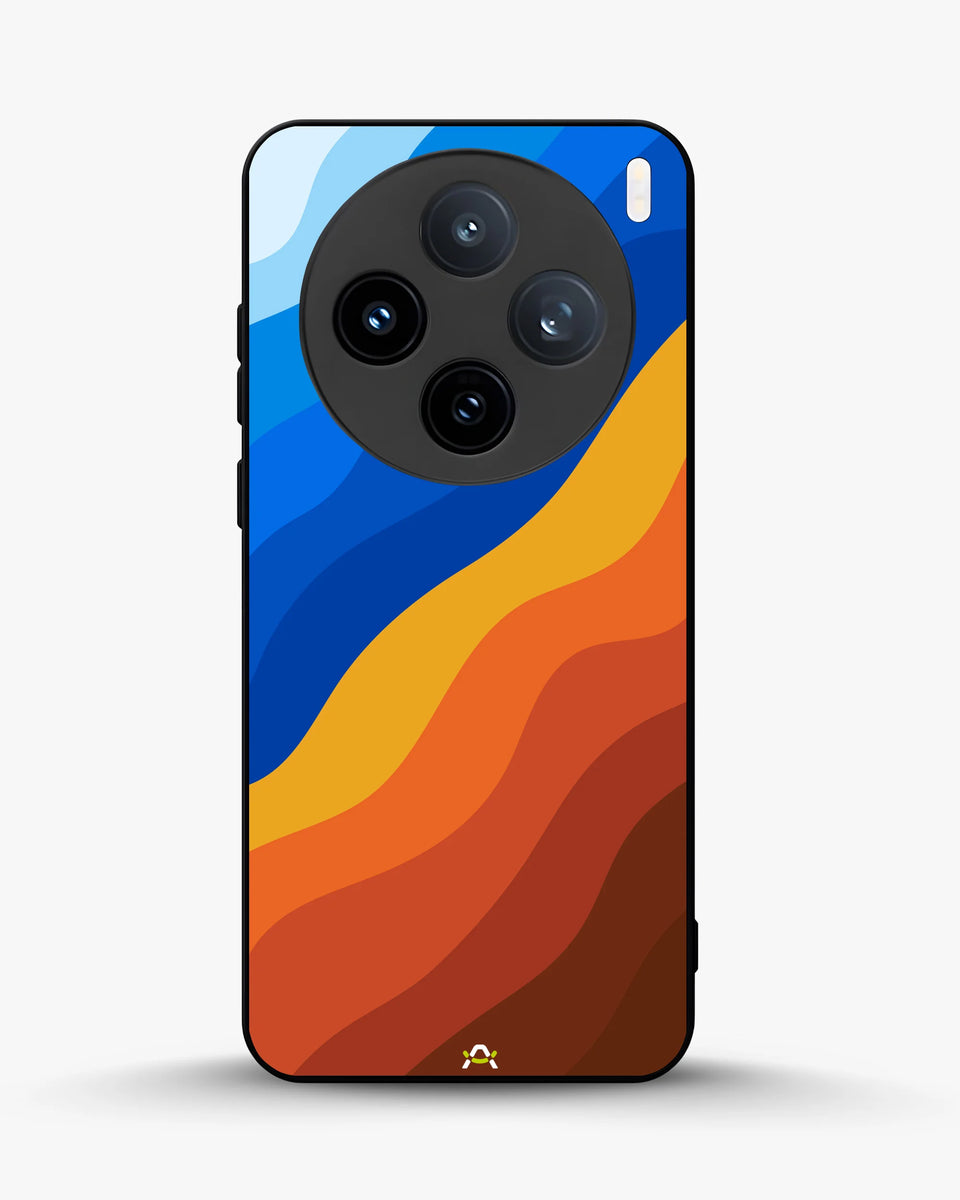 Creslia blue orange wave phone case - blue orange wave phone case vivo x100