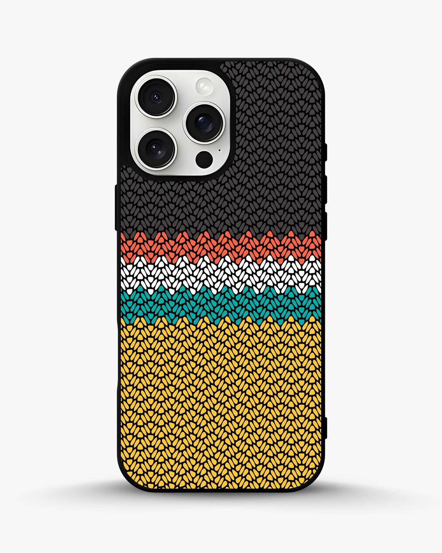 Creslia retro knit pattern phone case in a boho colorful teal vintage design