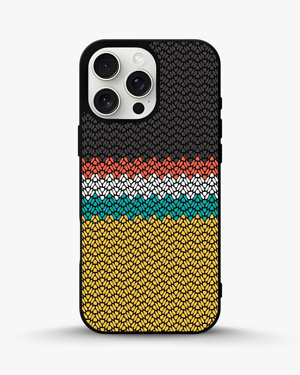 Creslia retro knit pattern phone case in boho colorful teal vintage design