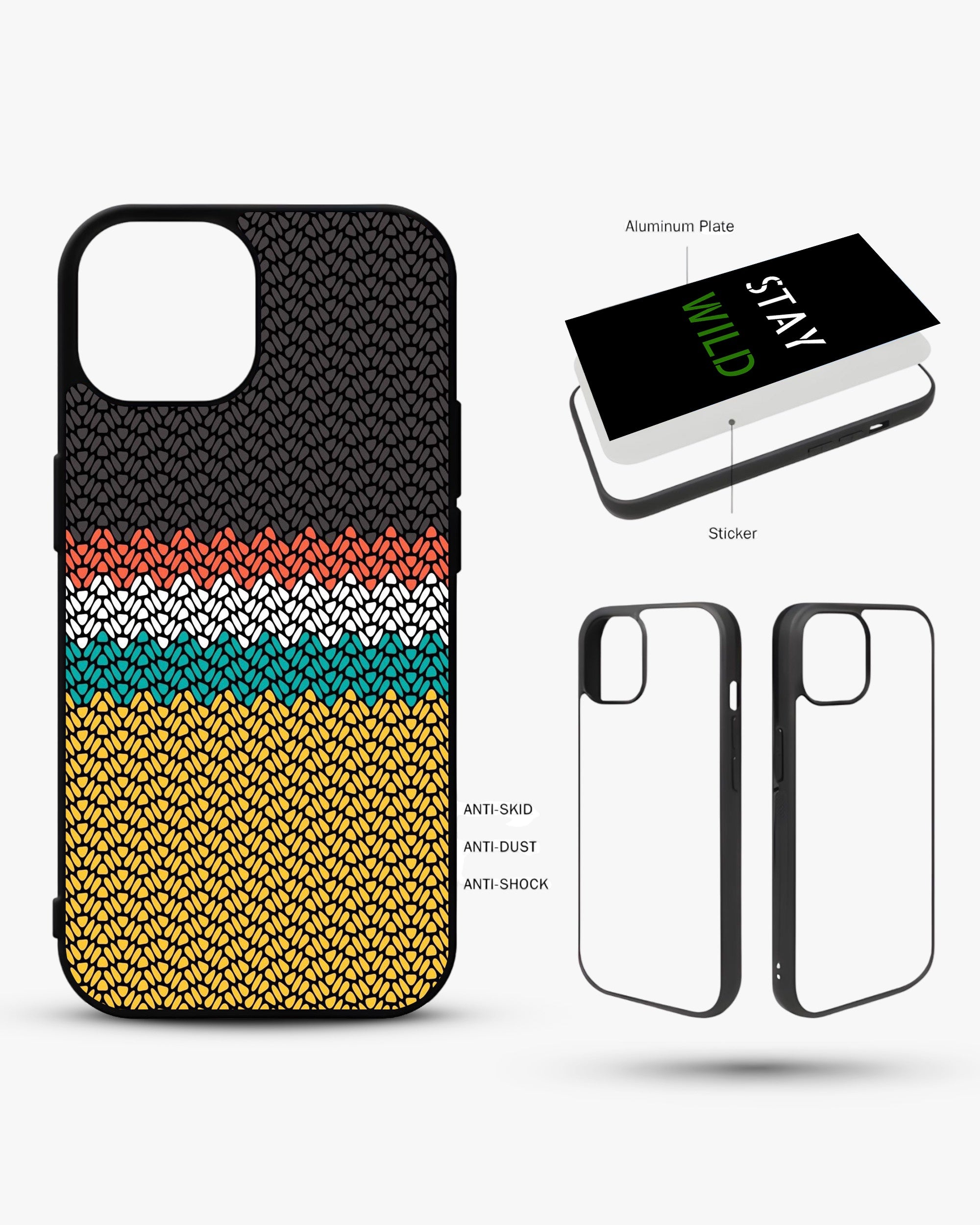 Retro Knit Pattern Designer Phone Case - Boho Colorful Aesthetic