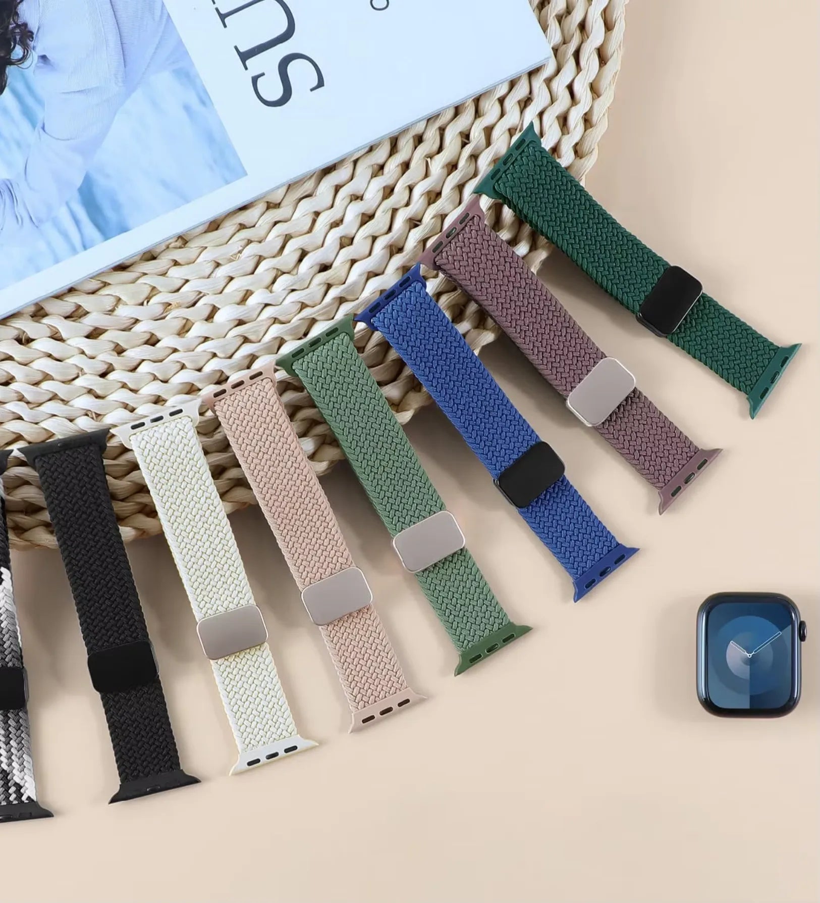 Magnetic Buckle Braided Loop Band for Apple Watch - Multicolor Nylon Strap