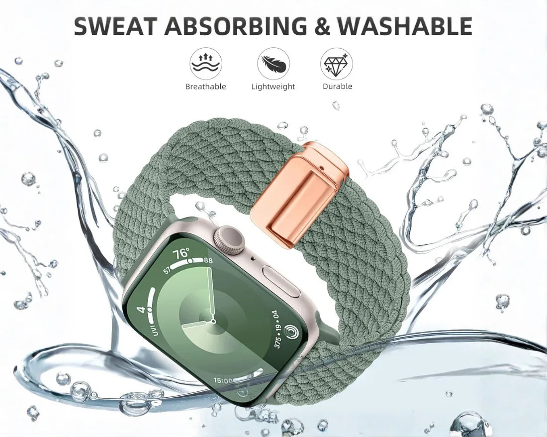 Magnetic Buckle Braided Loop Band for Apple Watch - Brown Nylon Strap