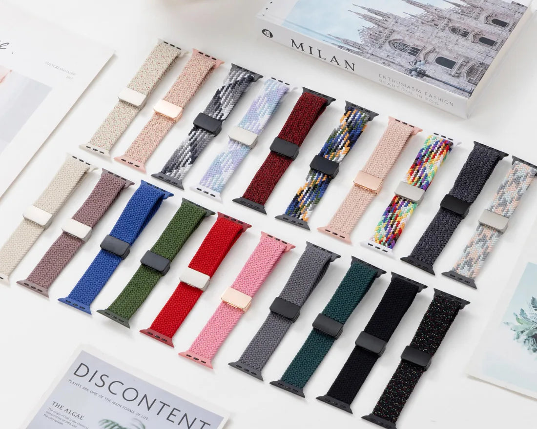 Magnetic Buckle Braided Loop Band for Apple Watch - Brown Nylon Strap