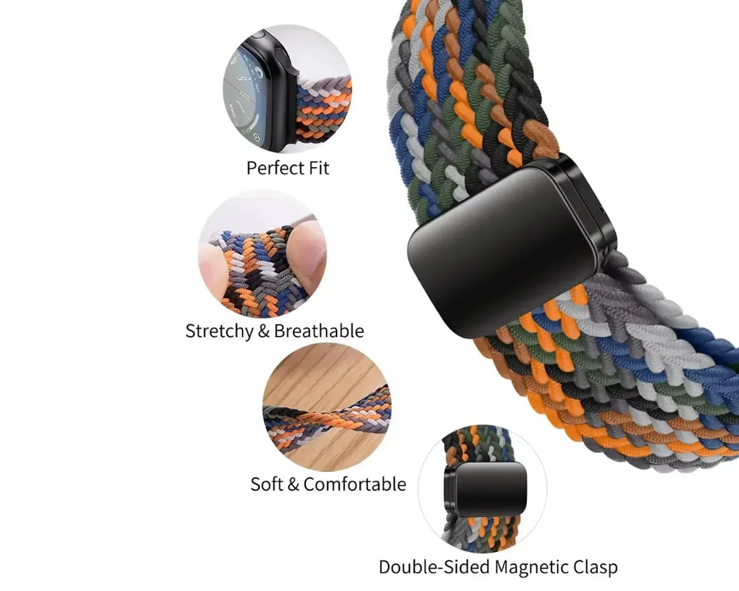 Magnetic Buckle Braided Loop Band for Apple Watch - Red Nylon Strap - Creslia