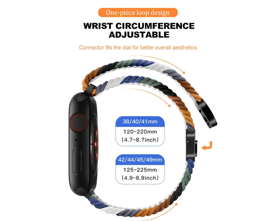 Magnetic Buckle Braided Loop Band for Apple Watch - Multicolor Nylon Strap - Creslia