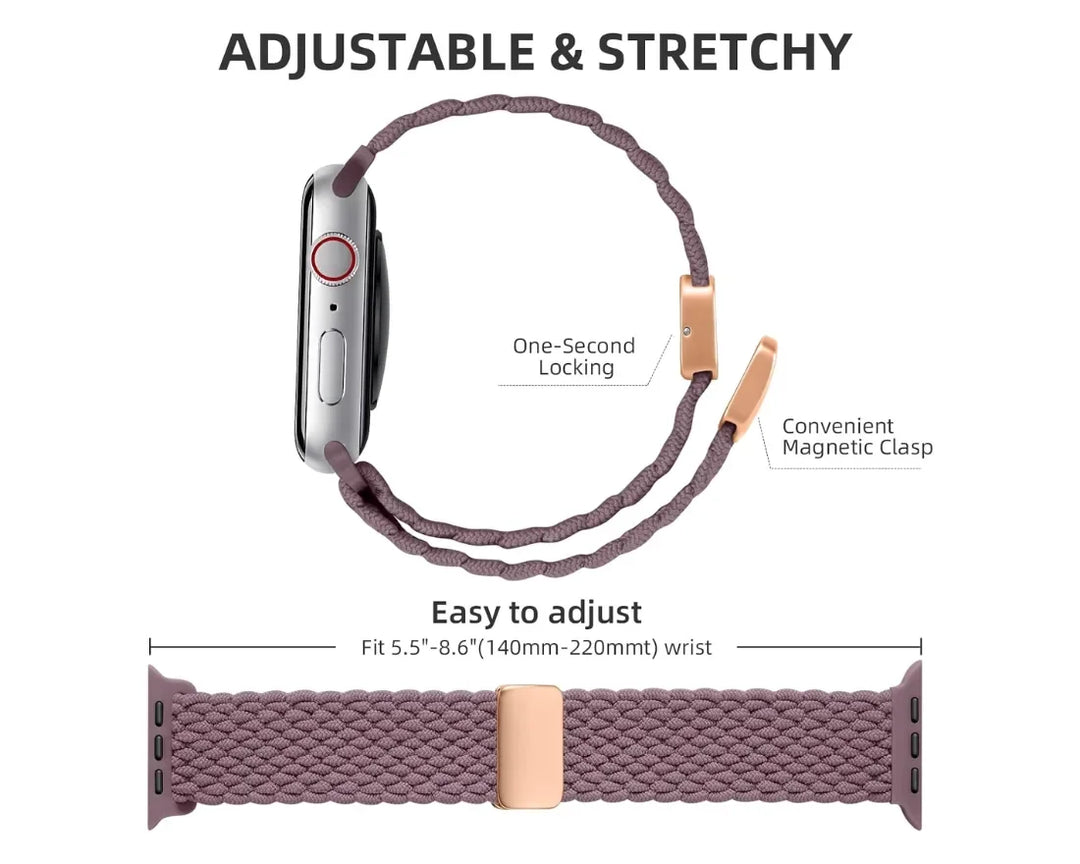 Magnetic Buckle Braided Loop Band for Apple Watch - Red Nylon Strap - Creslia