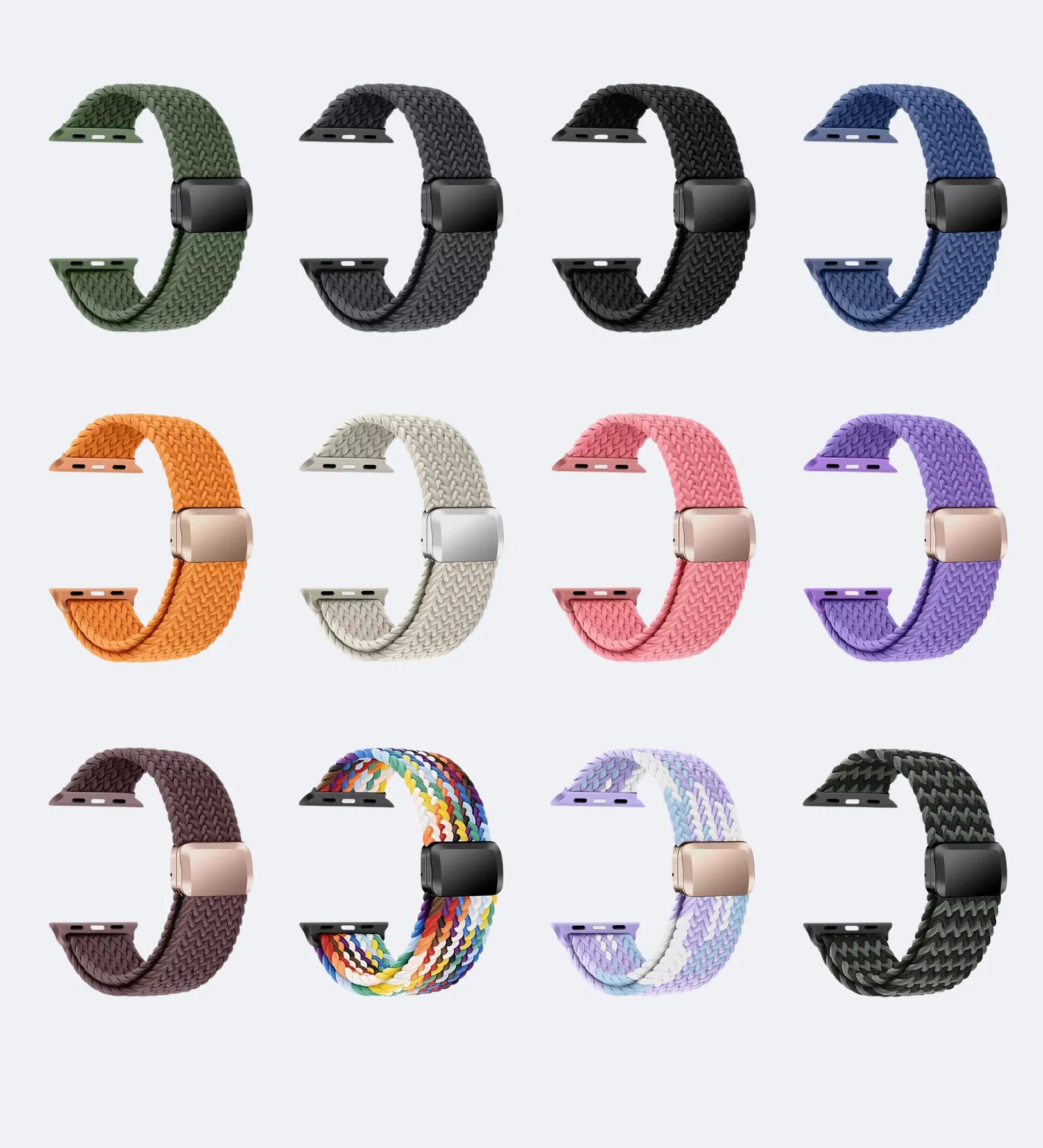 Magnetic Buckle Braided Loop Band for Apple Watch - Green Nylon Strap