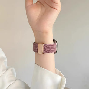 Magnetic Buckle Braided Loop Band for Apple Watch - Brown Nylon Strap